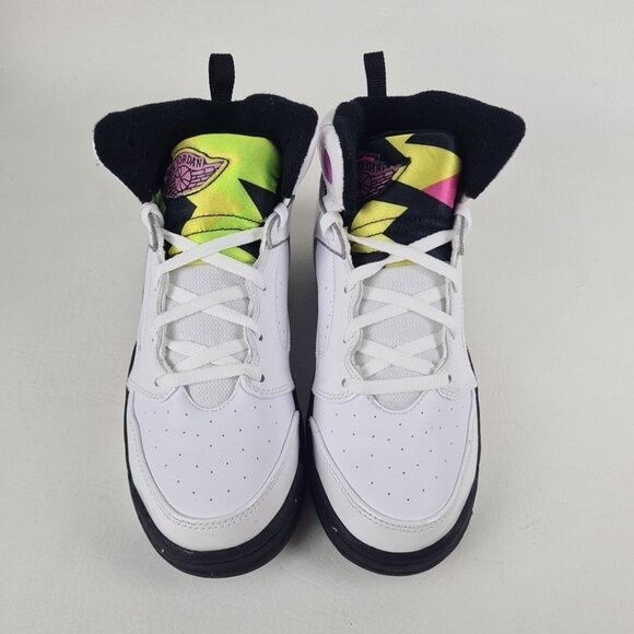 Nike Air Jordan Sixty Plus White Leather LITTLE Girls Shoes - Picture 4 of 9